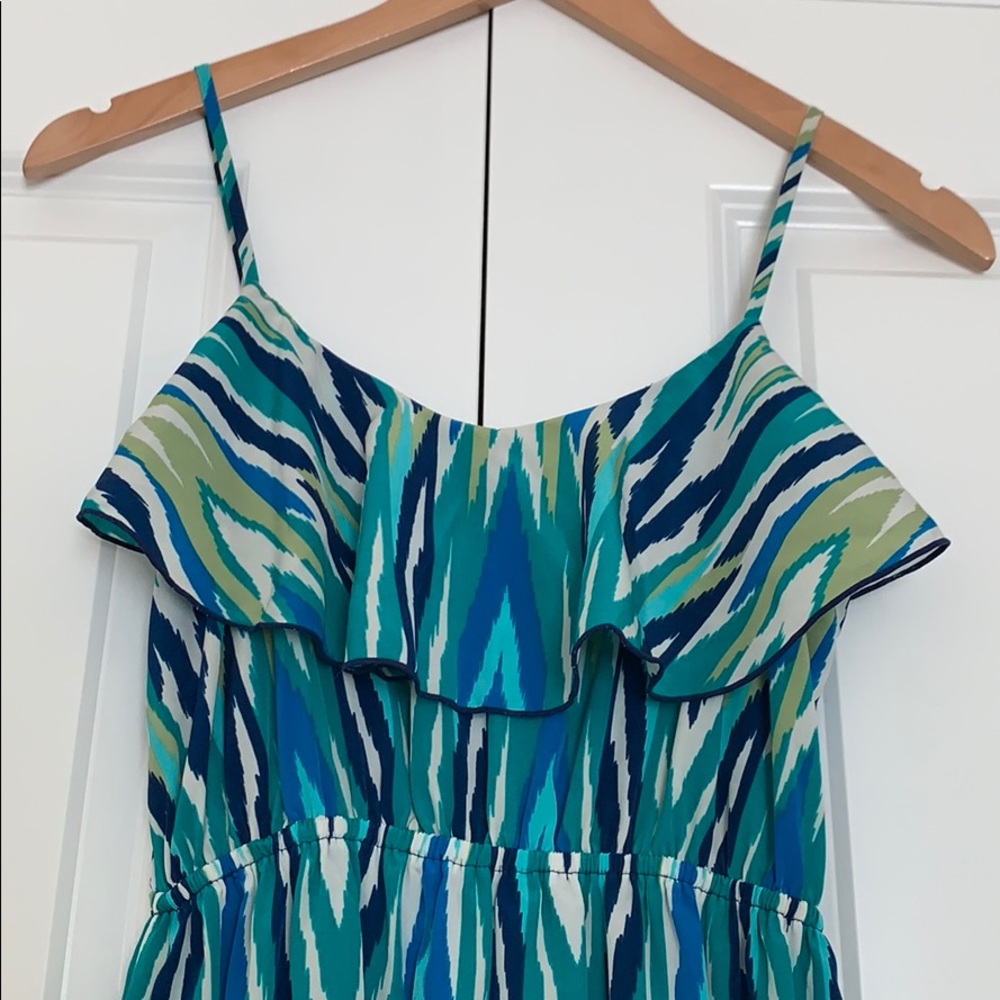 Blue print maxi dress with side slit - Picture 2 of 4
